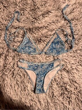ETE Swimwear Blue Swirl Triangle Bikini Set